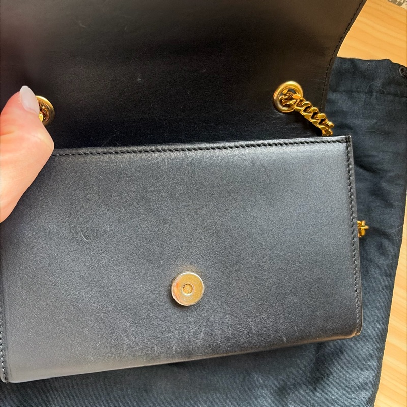 SAINT LAURENT(聖羅蘭) KATE Mini 流蘇 黑色  金扣 鏈帶 可斜背肩背-18