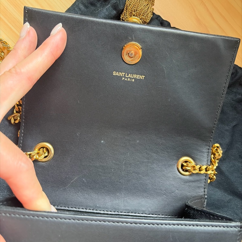 SAINT LAURENT(聖羅蘭) KATE Mini 流蘇 黑色  金扣 鏈帶 可斜背肩背-19