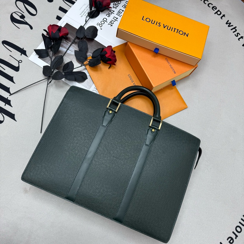 Louis Vuitton 綠色 全皮 公文包 手提包 大容量 公事包vintage 中古二手-0