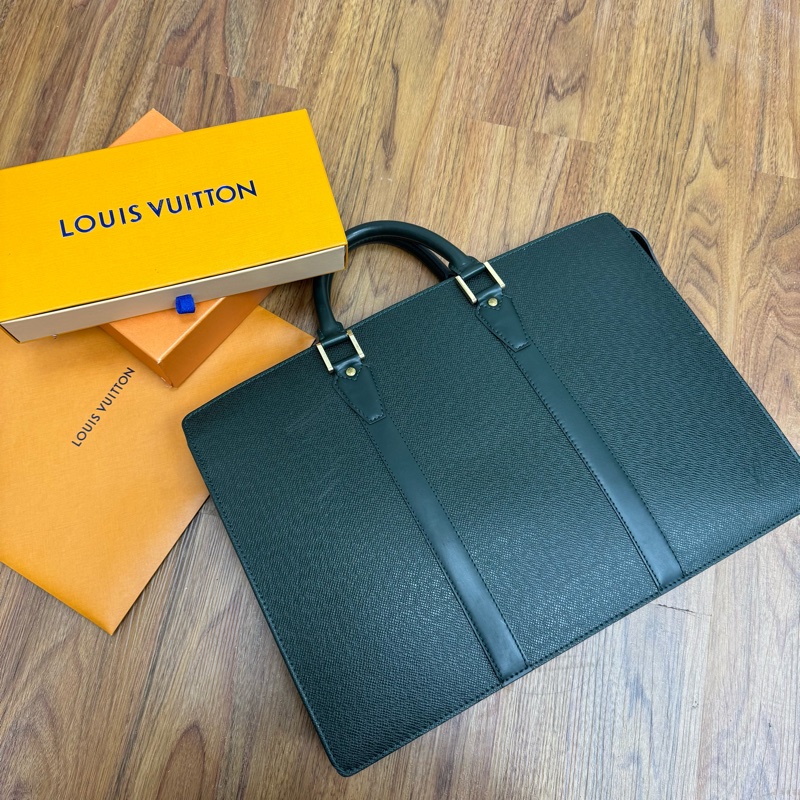 Louis Vuitton 綠色 全皮 公文包 手提包 大容量 公事包vintage 中古二手-2