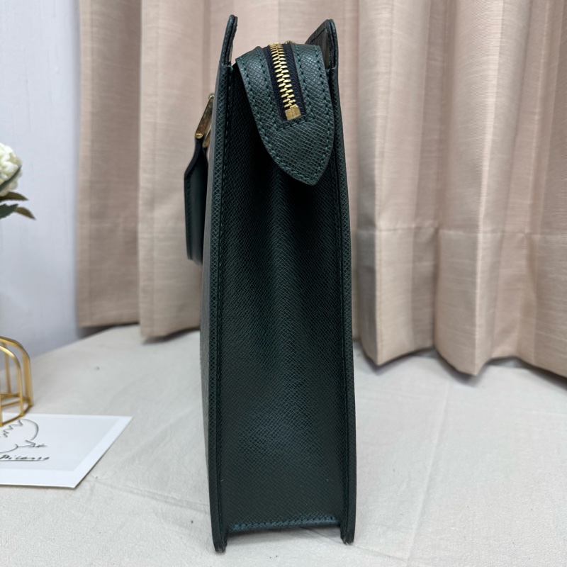 Louis Vuitton 綠色 全皮 公文包 手提包 大容量 公事包vintage 中古二手-9