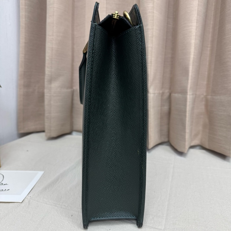Louis Vuitton 綠色 全皮 公文包 手提包 大容量 公事包vintage 中古二手-10