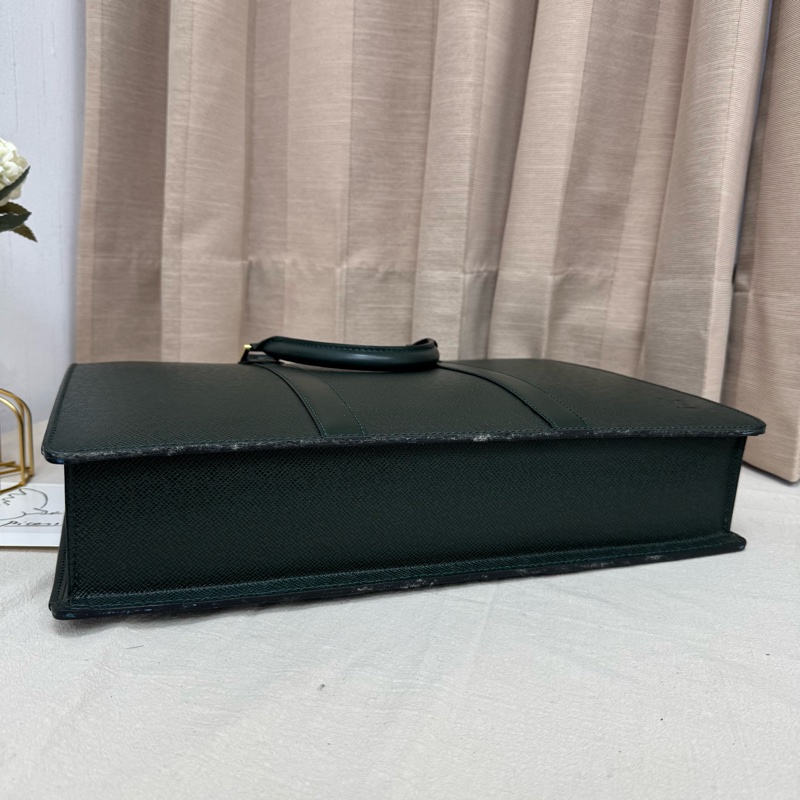 Louis Vuitton 綠色 全皮 公文包 手提包 大容量 公事包vintage 中古二手-12