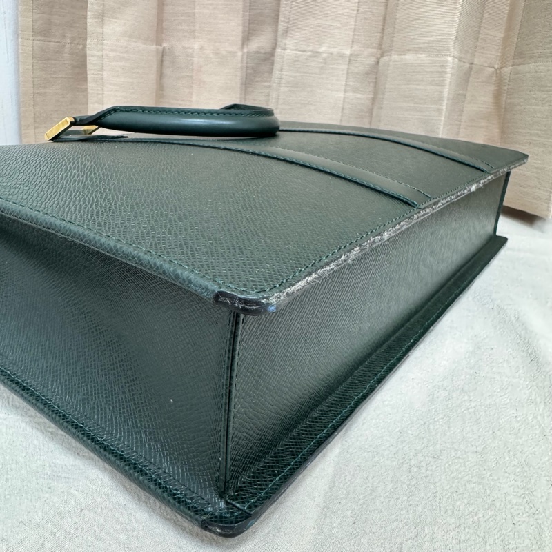 Louis Vuitton 綠色 全皮 公文包 手提包 大容量 公事包vintage 中古二手-13