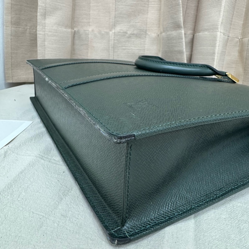 Louis Vuitton 綠色 全皮 公文包 手提包 大容量 公事包vintage 中古二手-14