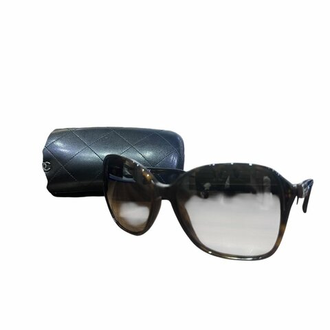 【美收精品】CHANEL咖啡色小蝴蝶結墨鏡 4-837