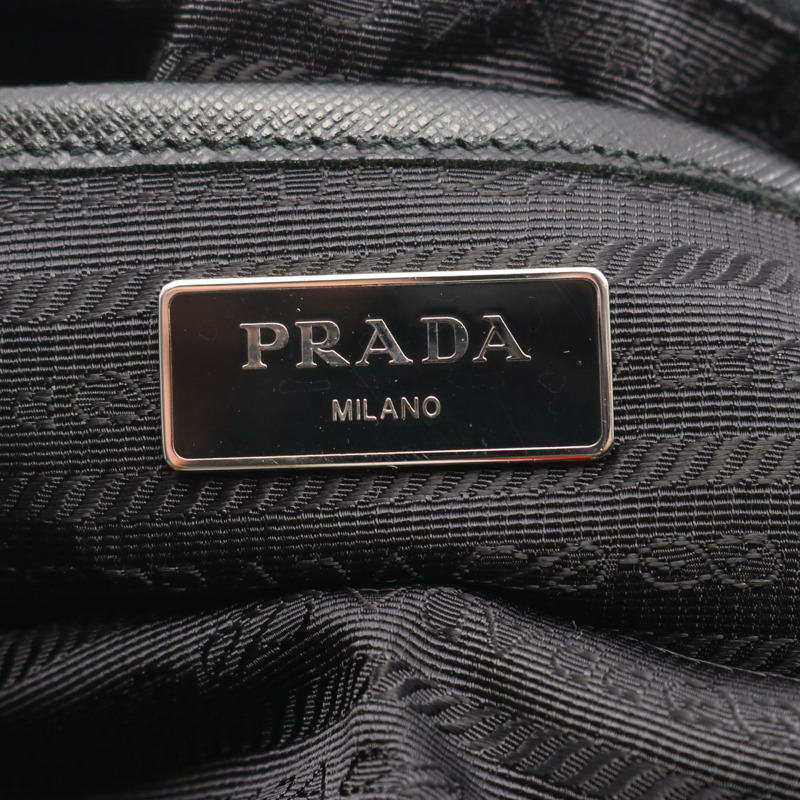 PRADA VELA 雙肩包 1BZ811 尼龍 Saffiano 皮革 黑色 二手 女款 logo-3