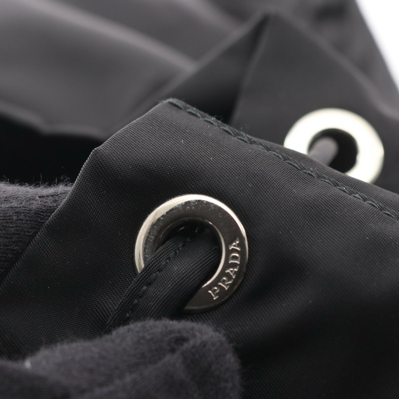 PRADA VELA 雙肩包 1BZ811 尼龍 Saffiano 皮革 黑色 二手 女款 logo-6