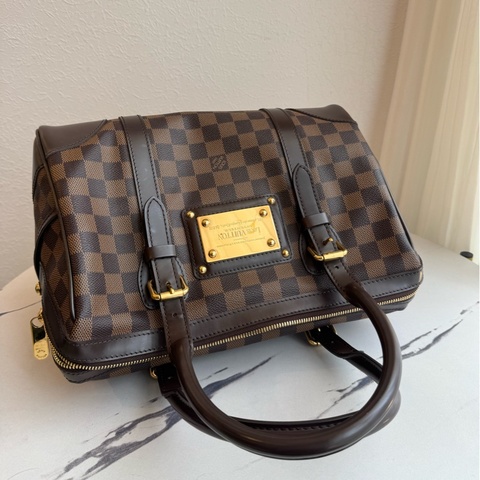 LV咖棋盤格手提包