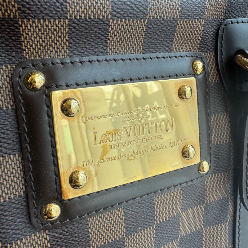 LV咖棋盤格手提包-16