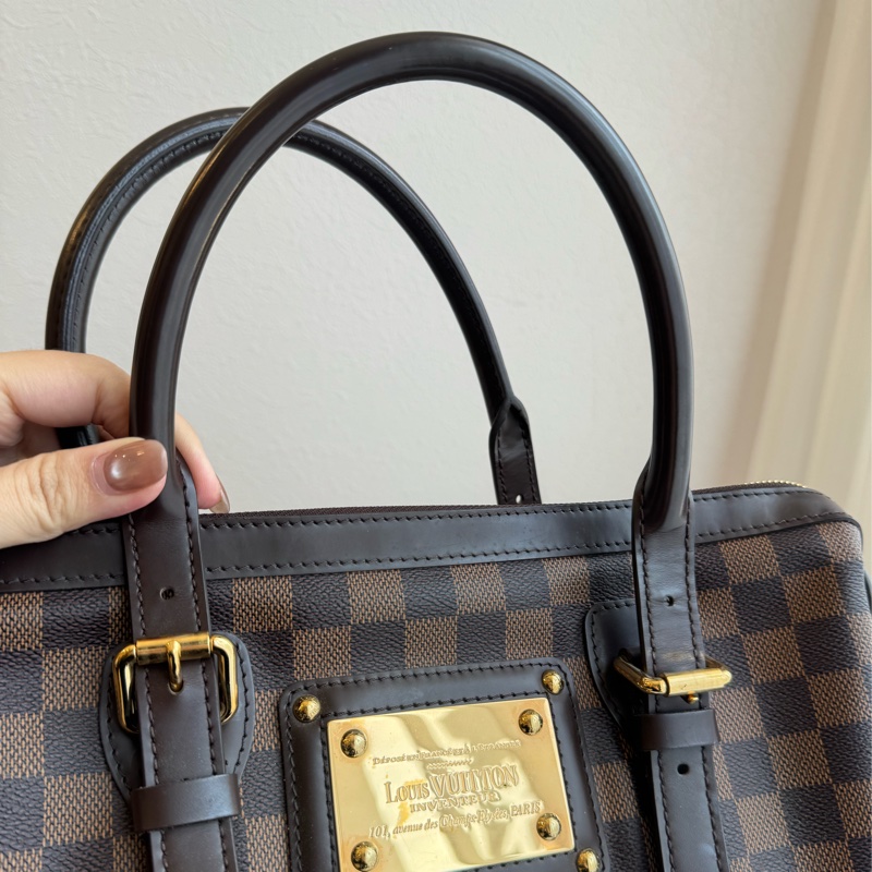 LV咖棋盤格手提包-17