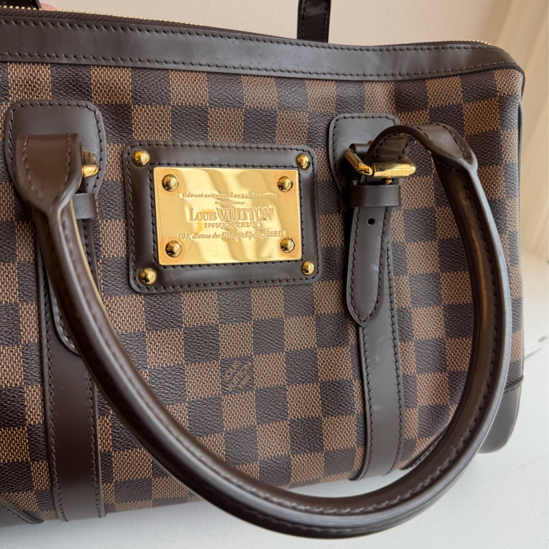 LV咖棋盤格手提包-23