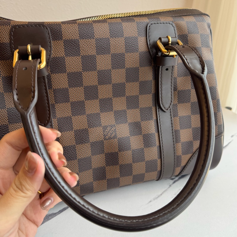 LV咖棋盤格手提包-33