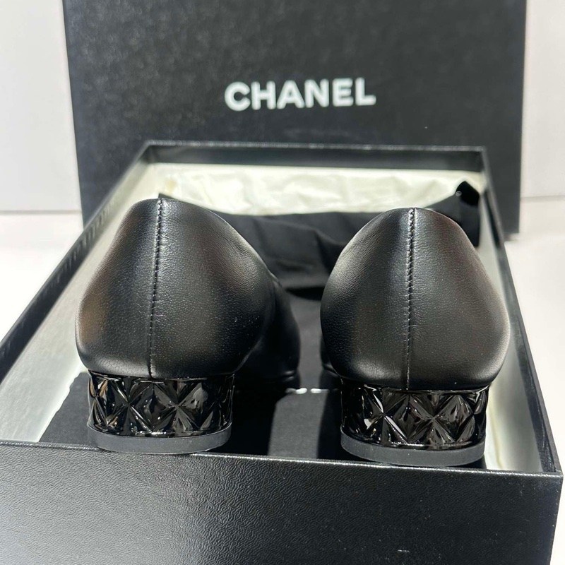 99闲置新CHANEL香奈兒  經典拼搭漆皮小圓頭 正裝休閒小皮鞋 35.5碼 有塵袋-6