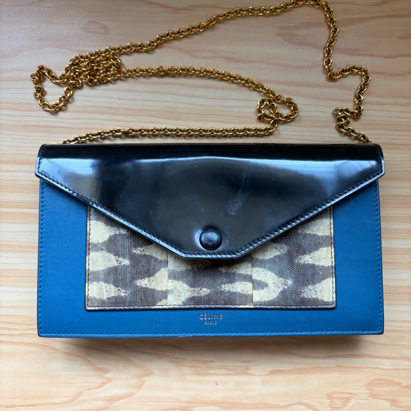 SS16絕版 Celine Pocket Large Flap on Chain WOC 信封鏈條包-5