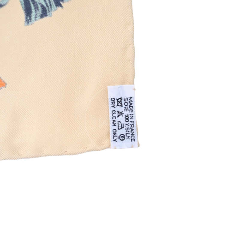 中古 愛馬仕 Hermes 米色 多色 絲巾-17