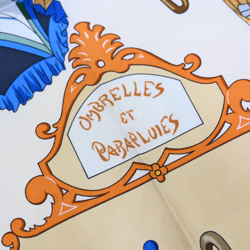 中古 愛馬仕 Hermes 米色 多色 絲巾-21