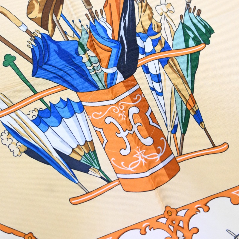 中古 愛馬仕 Hermes 米色 多色 絲巾-23