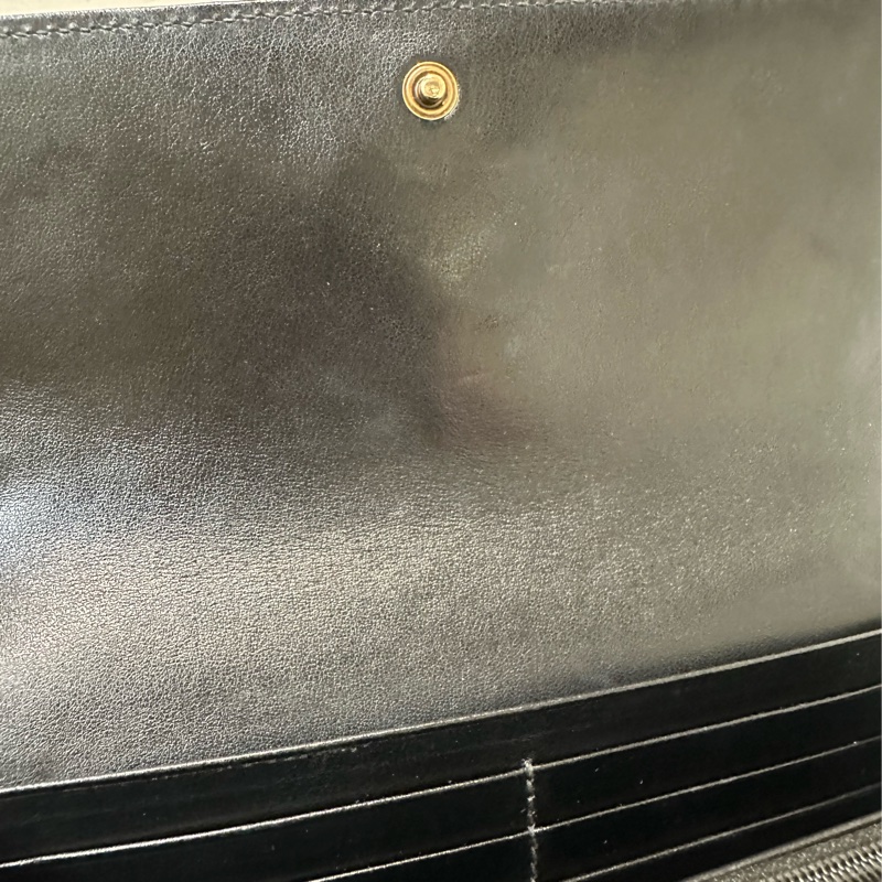 Gucci 黑牛皮山形紋霧金釦Marmont下蓋12卡長夾-7