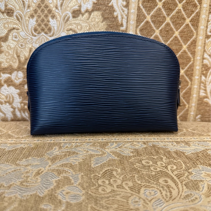 LV 藍EPI牛皮銀釦化妝包PM M40638-1