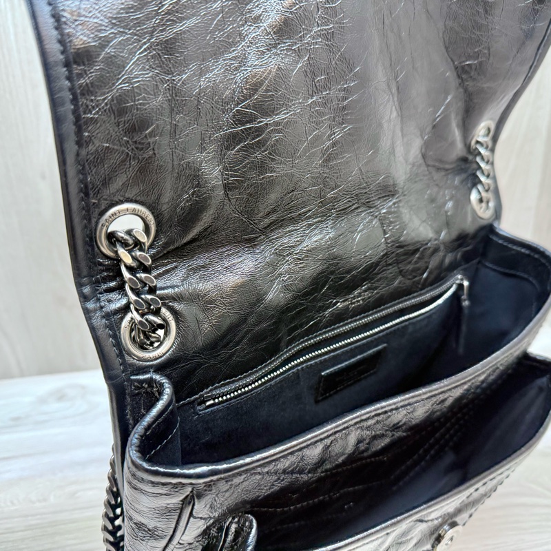 YSL黑揉製牛皮NIKI中號側背包498894-11