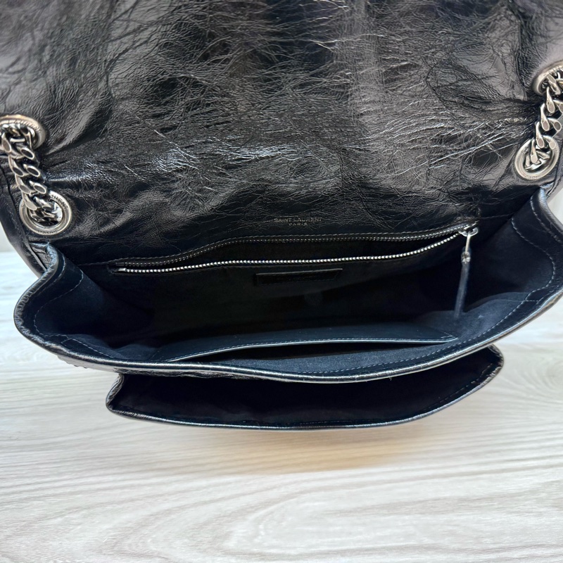 YSL黑揉製牛皮NIKI中號側背包498894-14