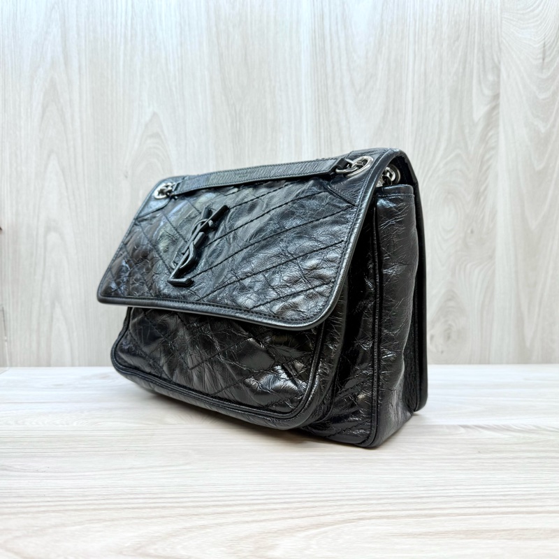 YSL黑揉製牛皮NIKI中號側背包498894-2