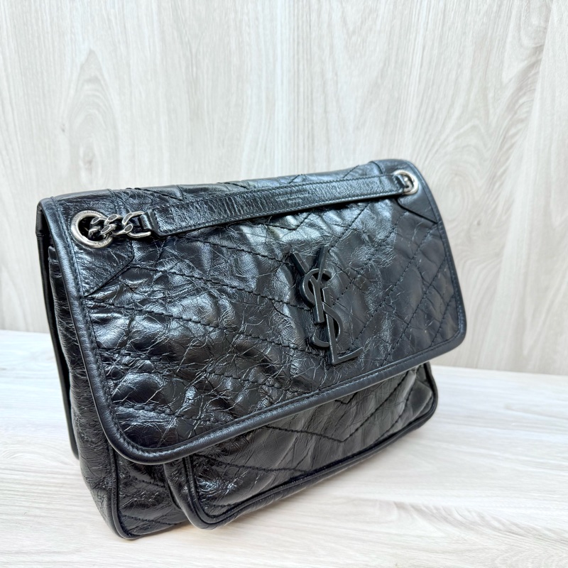 YSL黑揉製牛皮NIKI中號側背包498894-4