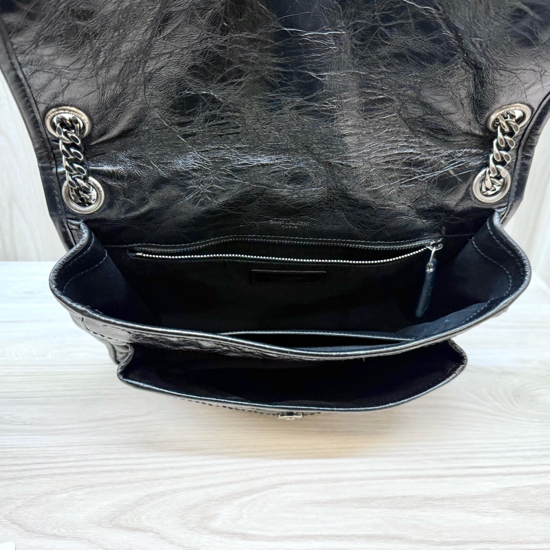 YSL黑揉製牛皮NIKI中號側背包498894-7