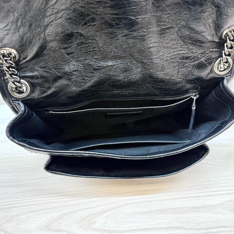 YSL黑揉製牛皮NIKI中號側背包498894-8