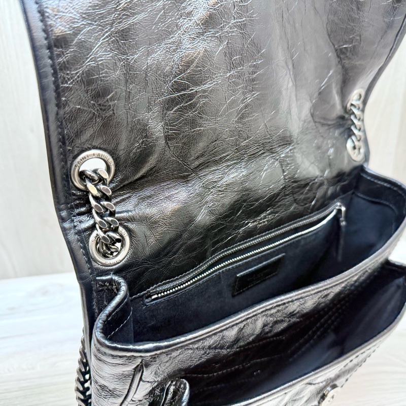 YSL黑揉製牛皮NIKI中號側背包498894-9