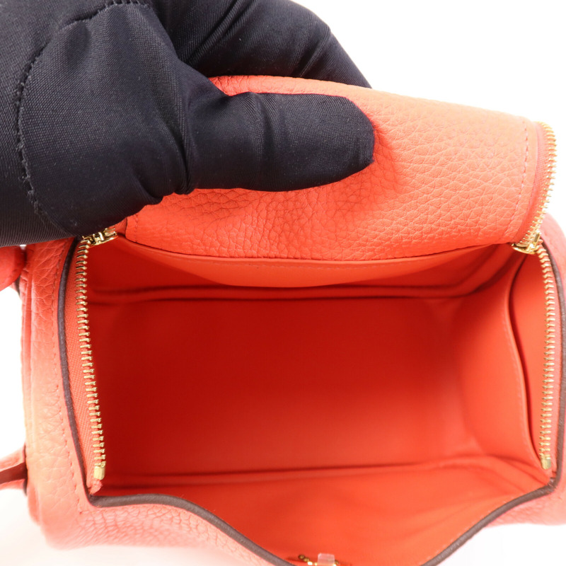 HERMES Clemence皮革Mini Lindy金扣手挽肩背兩用袋Rose Texas-4