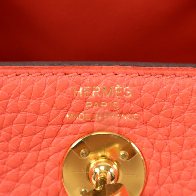 HERMES Clemence皮革Mini Lindy金扣手挽肩背兩用袋Rose Texas-5