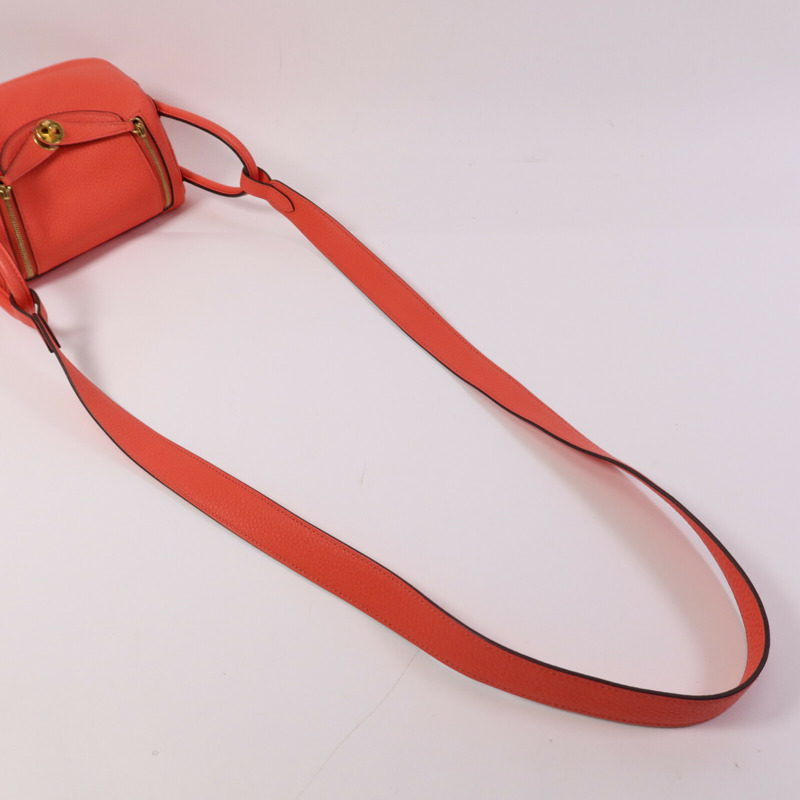 HERMES Clemence皮革Mini Lindy金扣手挽肩背兩用袋Rose Texas-8
