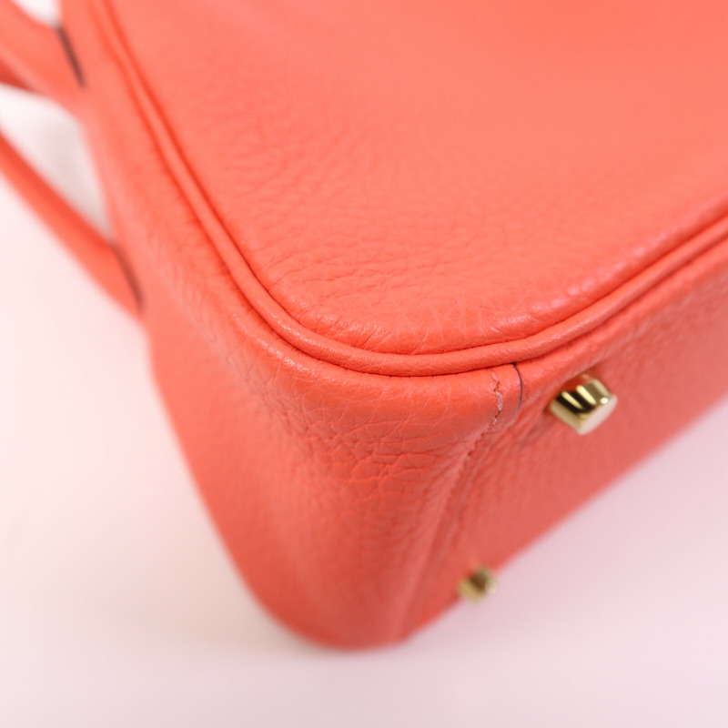 HERMES Clemence皮革Mini Lindy金扣手挽肩背兩用袋Rose Texas-12