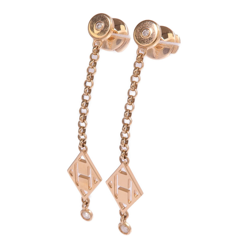 HERMES 18K玫瑰金Gambade H Earrings鑽石耳環-1