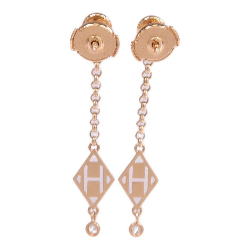 HERMES 18K玫瑰金Gambade H Earrings鑽石耳環-2