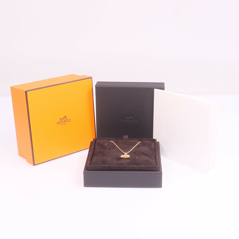 HERMES 18K玫瑰金Amulettes Kelly Pendant鑽石項鍊-7