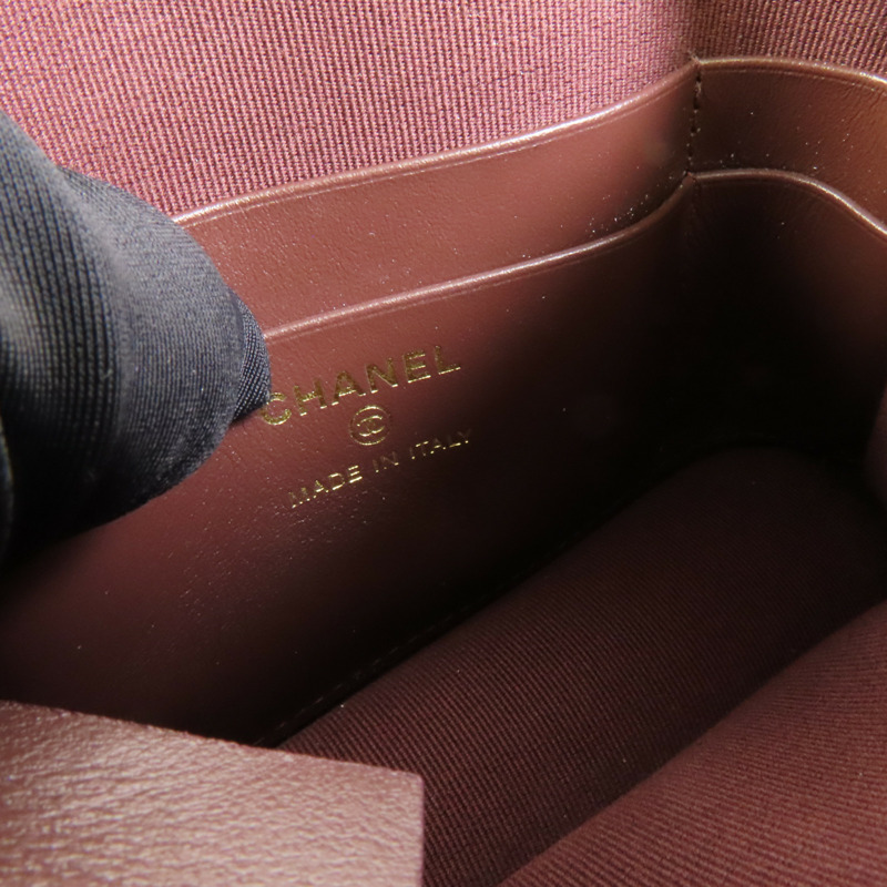 CHANEL 牛皮皮革Chain Shoulder金扣鏈帶肩背袋-8