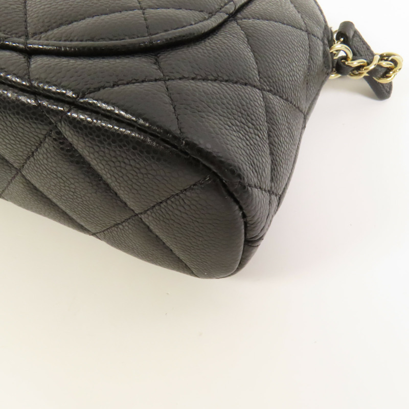 CHANEL 牛皮皮革Chain Shoulder金扣鏈帶肩背袋-10