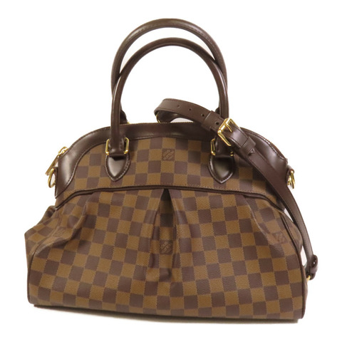 LOUIS VUITTON Damier Trevi金扣手挽肩背兩用袋棕色
