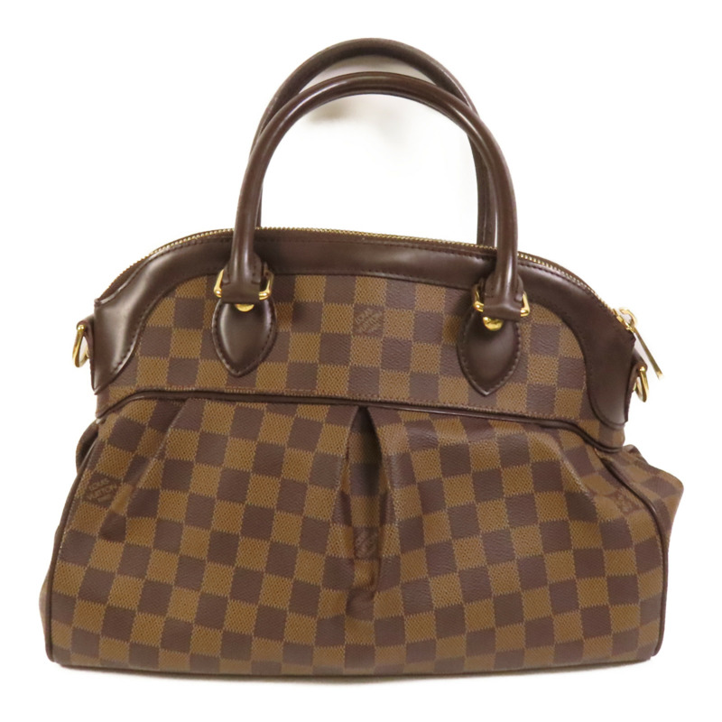 LOUIS VUITTON Damier Trevi金扣手挽肩背兩用袋棕色-1