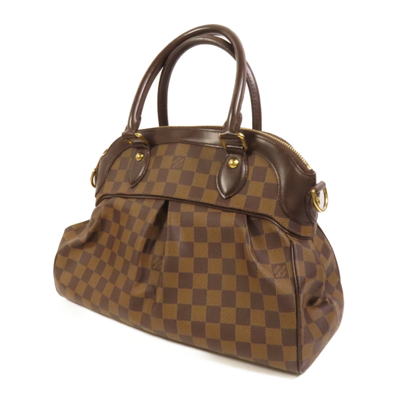 LOUIS VUITTON Damier Trevi金扣手挽肩背兩用袋棕色-2