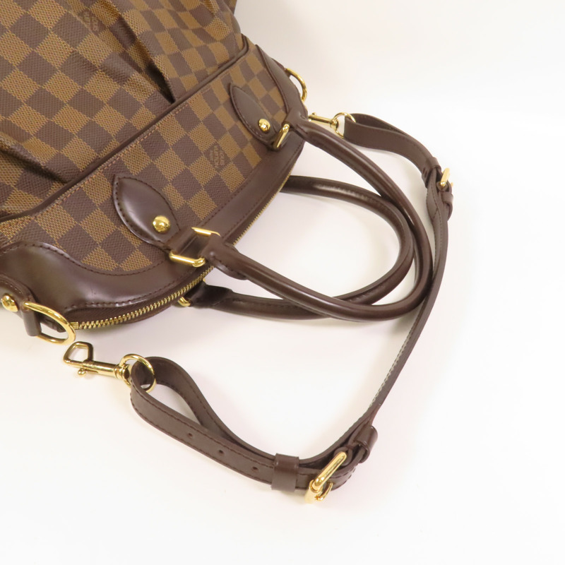 LOUIS VUITTON Damier Trevi金扣手挽肩背兩用袋棕色-4