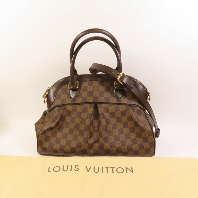 LOUIS VUITTON Damier Trevi金扣手挽肩背兩用袋棕色-10
