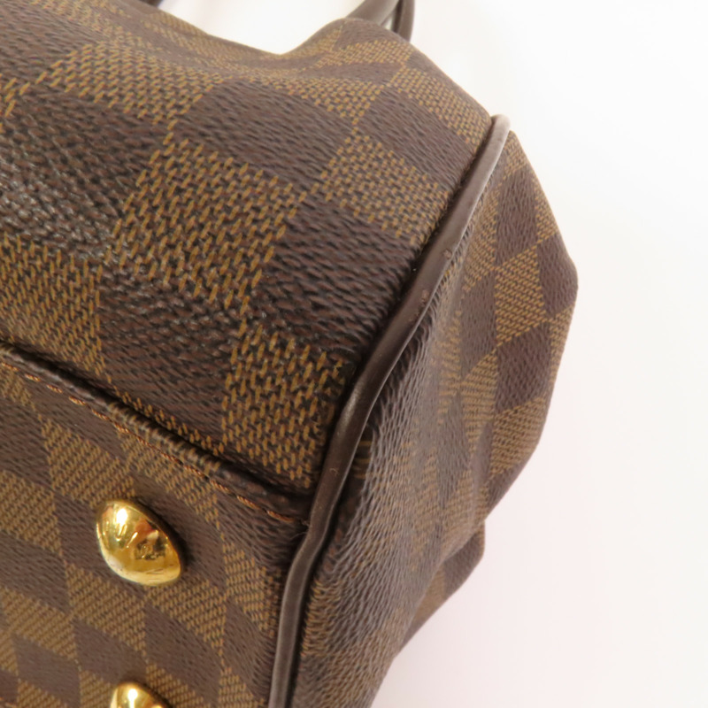 LOUIS VUITTON Damier Trevi金扣手挽肩背兩用袋棕色-14