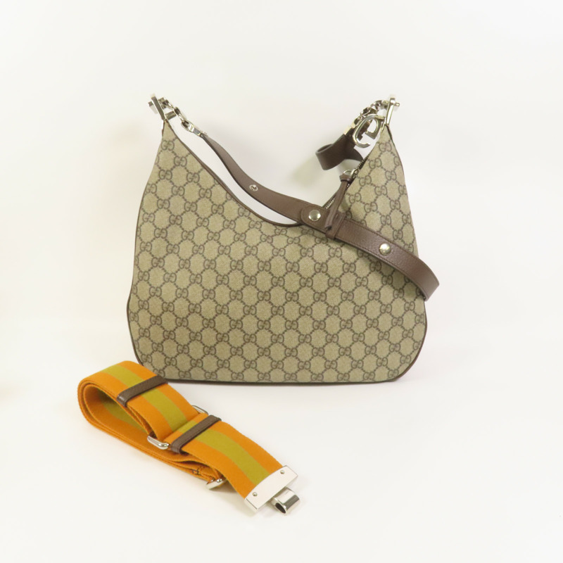 GUCCI 塗層帆布Attache銀扣手挽肩背兩用袋-11