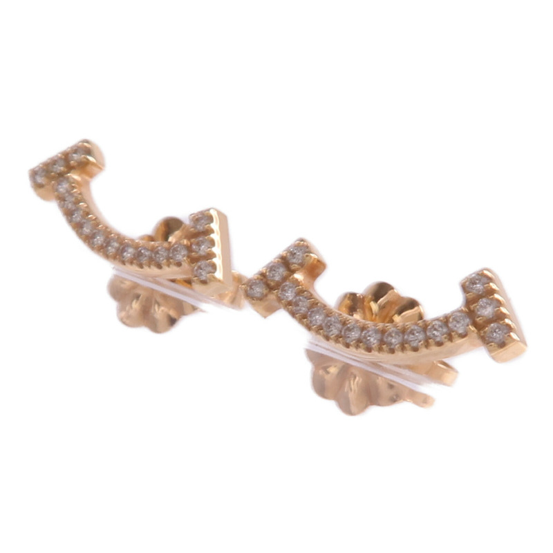 TIFFANY＆CO 18K玫瑰金T Smile Mini Earrings鑽石耳環-1