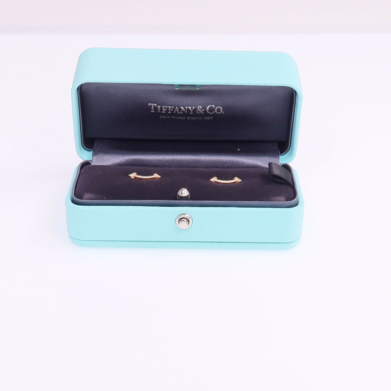 TIFFANY＆CO 18K玫瑰金T Smile Mini Earrings鑽石耳環-6