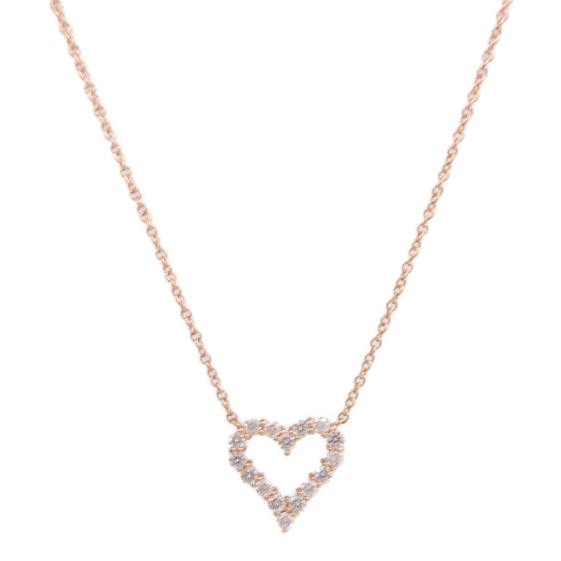 TIFFANY＆CO 18K玫瑰金Heart Pendant鑽石項鍊-0